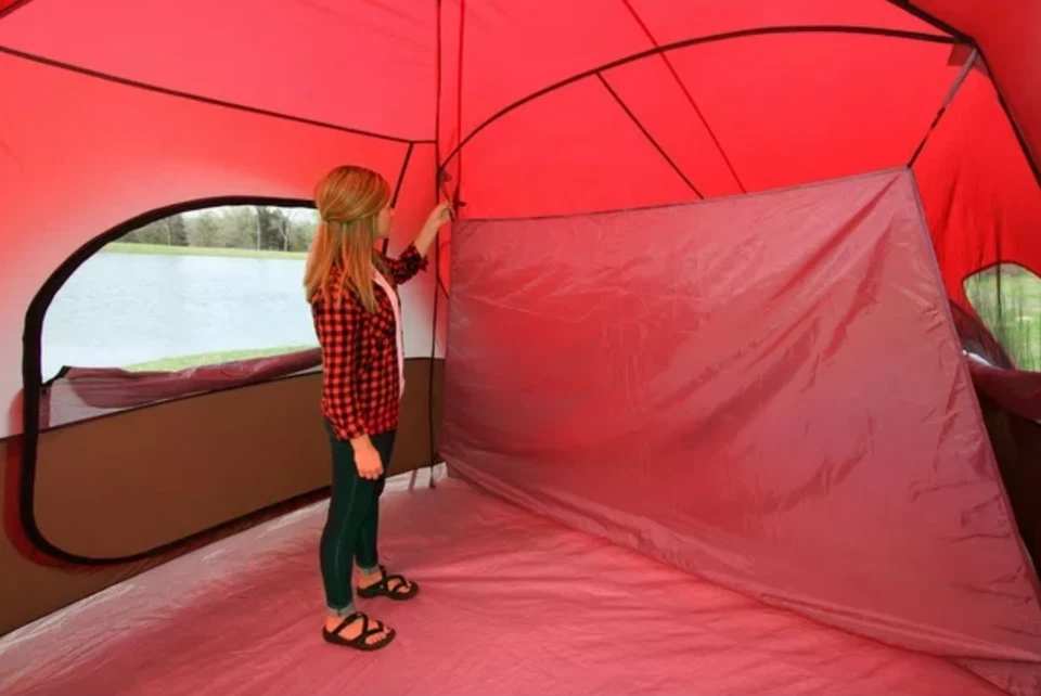 Tienda de Campaña Camping 10 Personas Instantanea Grande Tienda de Campamento Familiar Roja Foto 4 de 4