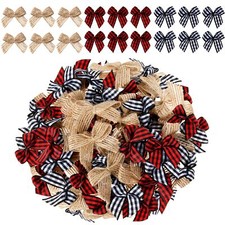 60 PCS Christmas Mini Plaid Bows Burlap Bows Christmas Buffalo Plaid Bows Gin...