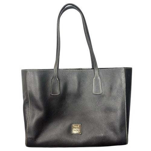 Dooney & Bourke Black Leather Pebble Grain Tote Shoulder Bag Purse Red Interior