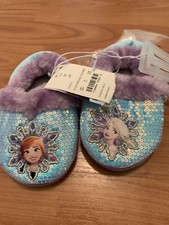 Disney Frozen Toddler Girls Child Elsa  Anna Sequin Slippers Size M 7/8