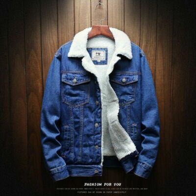 ジャケット・アウター CTHY WOOL DENIM OVER COAT Men Winter Jean Jacket Outerwear Warm Denim Coats Wool Liner