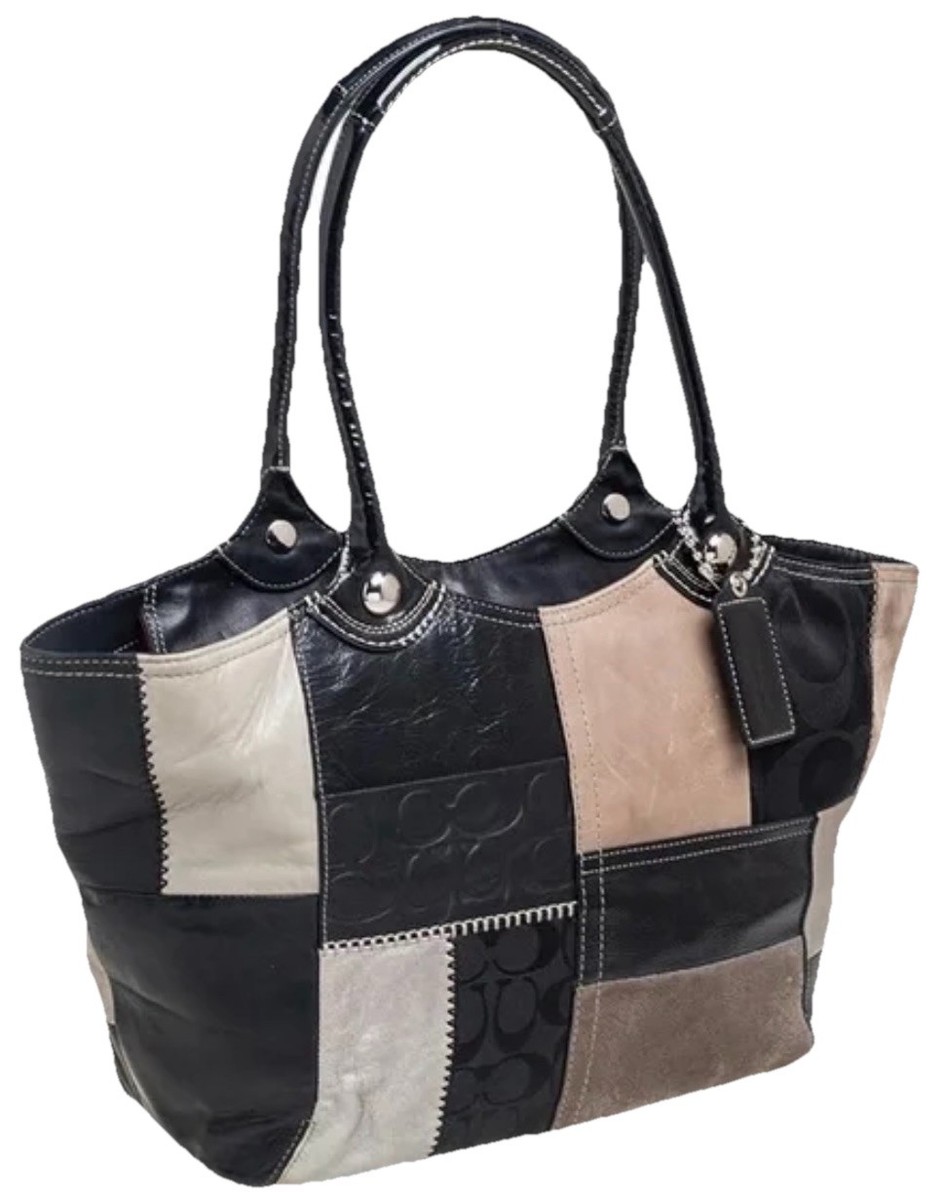 COACH　バッグ Coach Tote Bag Shoulder Patchwork Signature Suede F14045