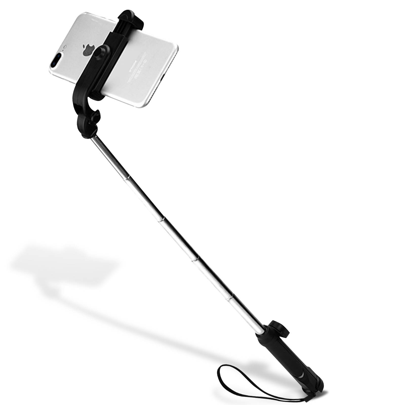 Perche selfie smartphone Bluetooth noir 2 en 1 extensible avec trépied