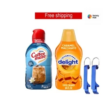 Coffee Mate French Vanilla + International Delight CaramelCreamer64oz + 2 Gifts
