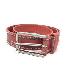 NEW Ann Taylor Belt Womens Size S Small Pink Leather Made Italy Dress Topstitch