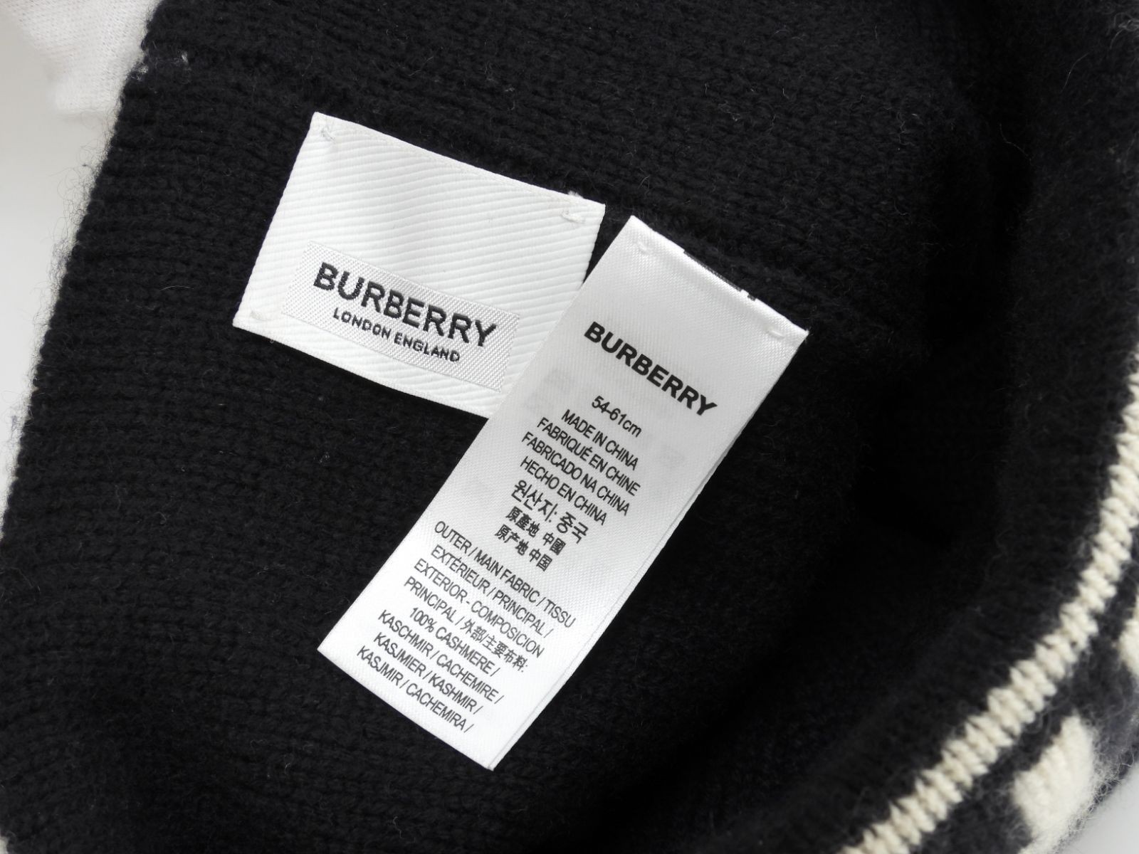 Burberry Knit Hat Cashmere 100 Black And White Head Warmer thumbnail 4