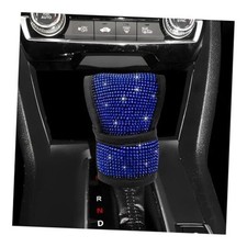 Diamond Car Shift Knob Cover, Shining Crystal Car Gear Shifter Leather Blue