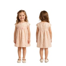 Bonnie Jean Girls Blush Embroidered Lace Dress Size 4T 4 Floral Party EUC