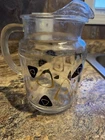 Vintage MCM Federal Glass Atomic Amoeba Boomerang Pitcher Black Gold