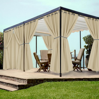Waterproof Grommet Outdoor Curtains - 8 Pcs, 54x84 Inch, Cream for Patio