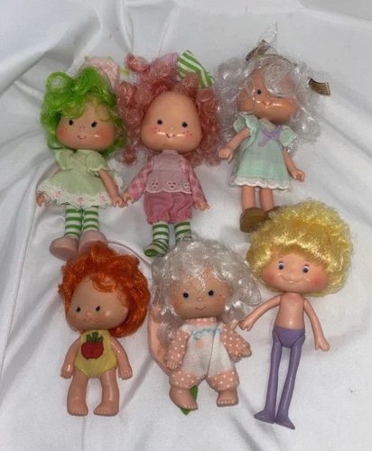 Vtg Strawberry Shortcake Doll Lot 6 Lime Raspberry Angel Apricot Kenner 80's