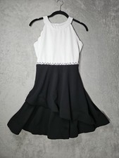 Speechless Kids Girls Layered Formal Black White Slvless Dress Rhinestones Sz 16