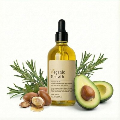 Veganic Natural Hair Growth Oil   Plant Based Vegan Serum, 11 Cold-Pressed