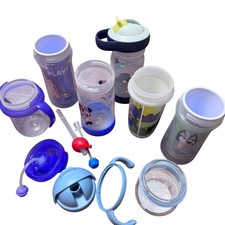 Kids/Toddler Sippy Cups Assorted Lot Minnie Mouse Bluey Drinkware 6pc Parts Only