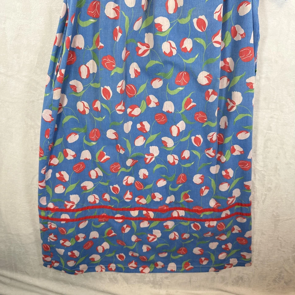 Vestido Vintage Lord & Taylor Mujer Grande Azul Tulipán Floral Muumuu Caftán Años 70 Foto 4 de 4