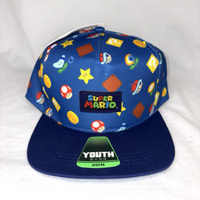 Super Mario Bros Nintendo Hat Snapback Cap One Size Adjustable All Over Print