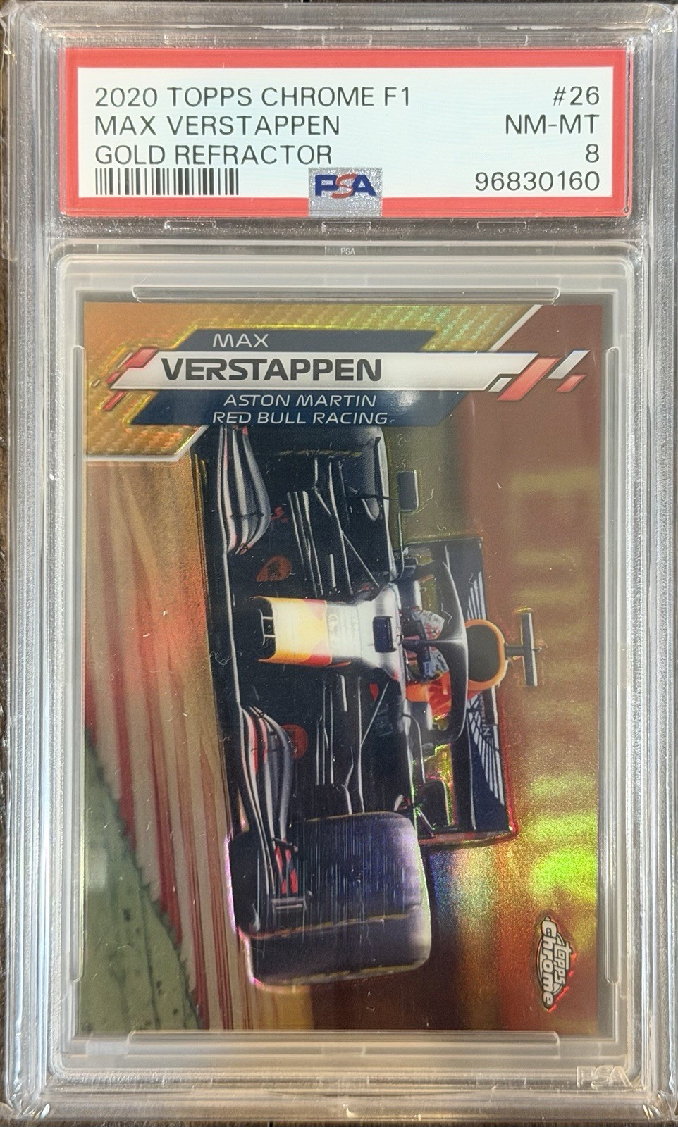 2020 Topps Chrome Max Verstappen #26 Gold Refractor 21/50 PSA 8 view 1