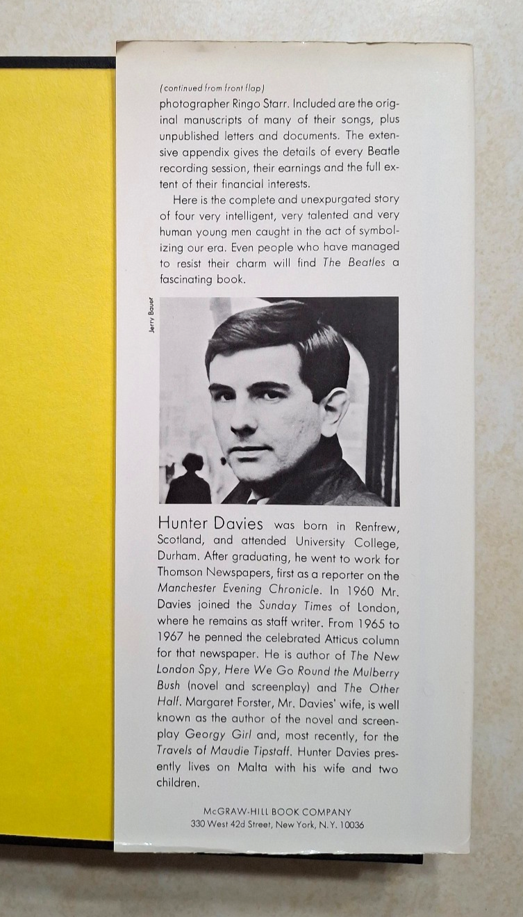 The Beatles: The Authorized Biography Hunter Davies 1968 First Edition ...