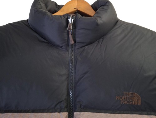 The North Face Vest Mens 2XL Black Gray Nuptse 700-Fill Goose Down Puffer - Picture 3 of 10