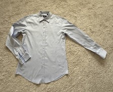 BOSS Hugo Boss Men  s Light Blue Slim Fit Cotton Dress Shirt Spread Collar 15.5  