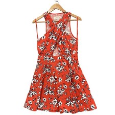 Abercrombie & Fitch Dress Womens M Red Floral Fit & Flare Cut Out Mini Summer