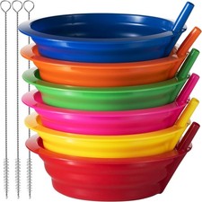 Cereal Bowls with Straws for Kids - Set of 6 - 20-Ounce Bowls BPA-Free Plastic