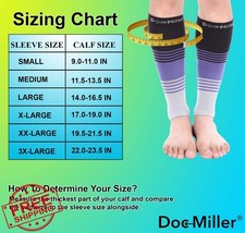 Doc Miller Calf Compression Sleeve, 20-30 mmHg, M/W, Calf Support Pair