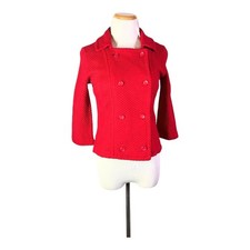 Vintage Beeline Fashions Size S Red Double-Breasted Knit Cardigan Jacket