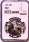 1885-O Morgan Silver Dollar NGC MS64 Front partial Tone