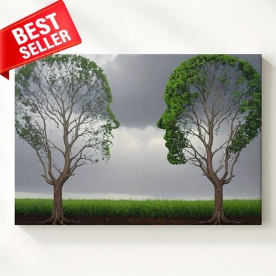 Canvas Wall Art Souls Tree Symbolic Head Silhouette Some Images Leafless