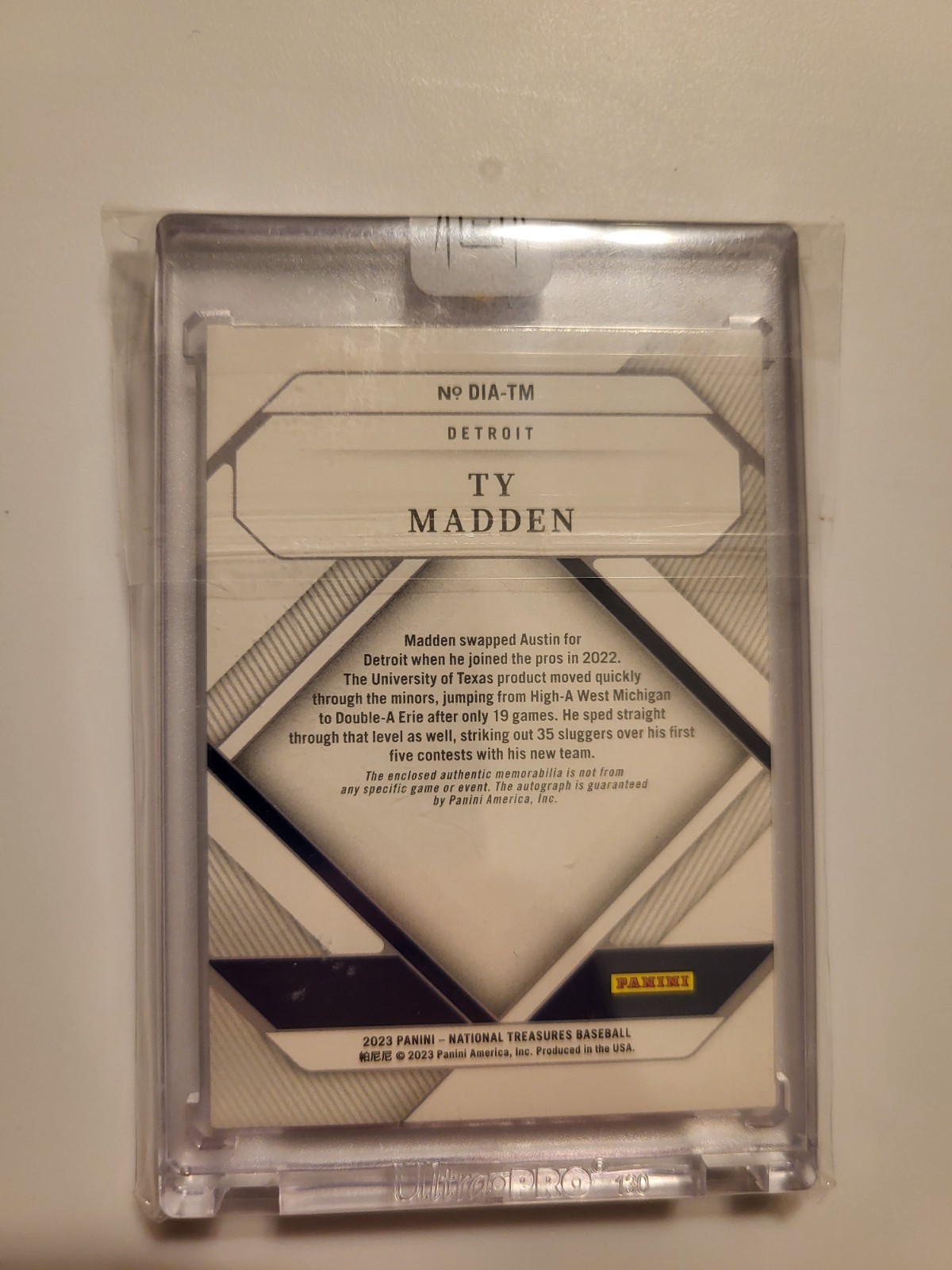 2023 National Treasures Ty Madden Diamond Autograph Patch /10 Tigers RC Auto  view 3