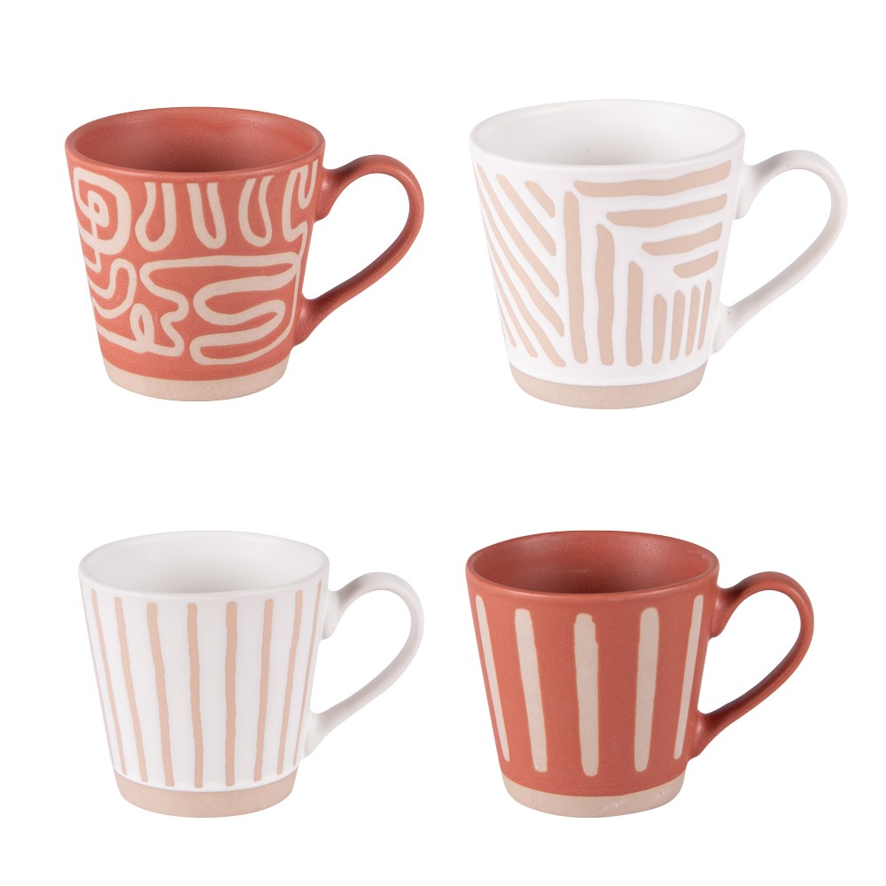 COF 4 TASSES 18CL DIWALI grès 7.8 cm table passion 11x7.8 cm