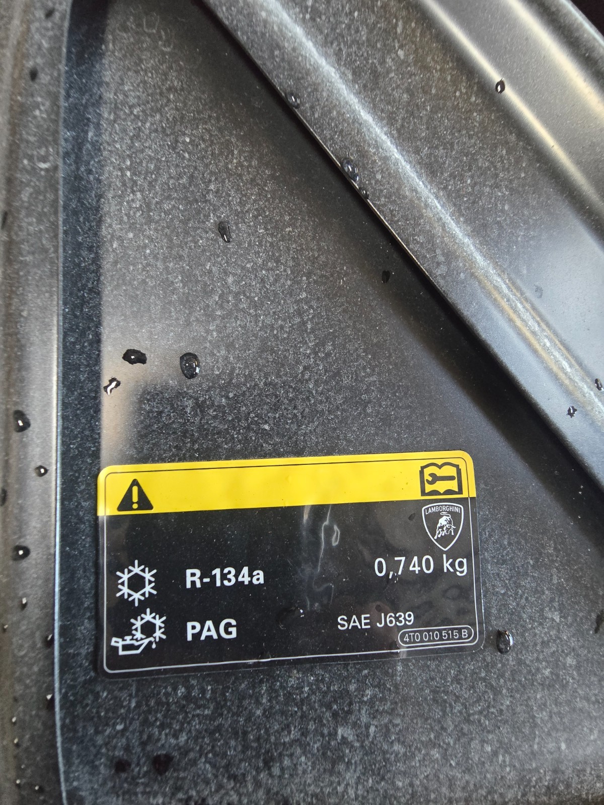 Damaged lamborghini huracan evo hood