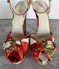 Stuart Weitzman Stout Platform Cork Red Orange Floral Heel Buckle Sandal 7.5 — photo 3