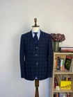 Lardini Blue Brown Check Wool Flannel Unlined Patch Pockets Italian Blazer 42