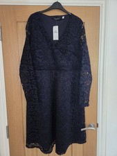 Womens Curve Size 24 Navy Blue Dorothy Perkins Lace Dress £42.00 BNWT