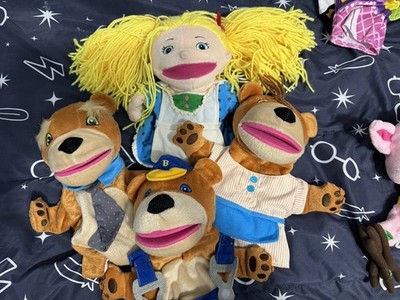 Lakeshore Goldilocks Papa Mama Baby Bear Hand Puppet Three Bears Storytelling
