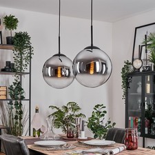 Retro Hängelampe & Deckenleuchte, Schwarz-Chrom, Glas, Wohnzimmer Pendellampe