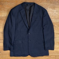 Jos A Bank Blazer Size 42R Silk Wool Plaid Sport Coat Suit Jacket Blue Gray