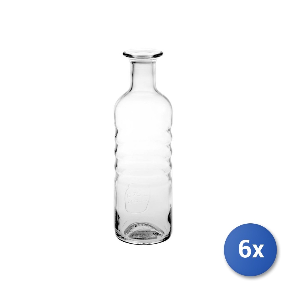 6X Bormioli Bottles Without Cap Optima Water 0.75 L Clear Glass Bottle