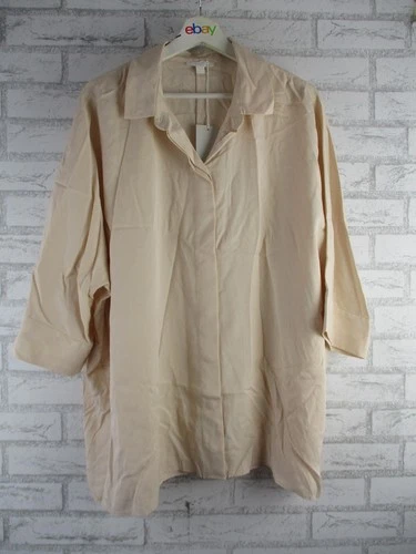 COS womens oversized shirt top blouse beige new M 3/4 sleeves collared