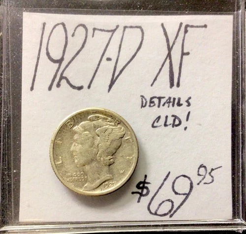 1927 D Mercury Silver Dime XF! Details CLD! ENN Coins