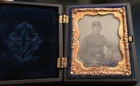 Antique Civil War Young Soldier Photo in "Gutta Percha"  Union Case Very Nice