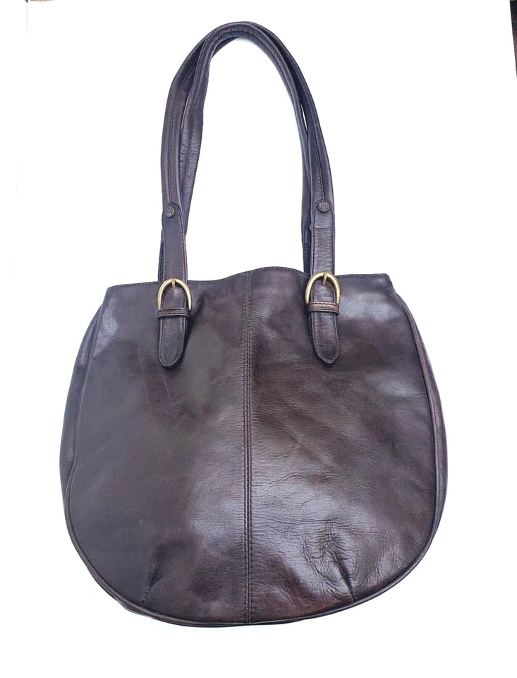 Hidesign Clara Large Brown Double Strap Leather Tote Purse Shoulder Bag LG - Image 2 of 4
