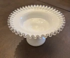 Vintage Fenton Silver Crest Milk Glass Pedestal Bowl