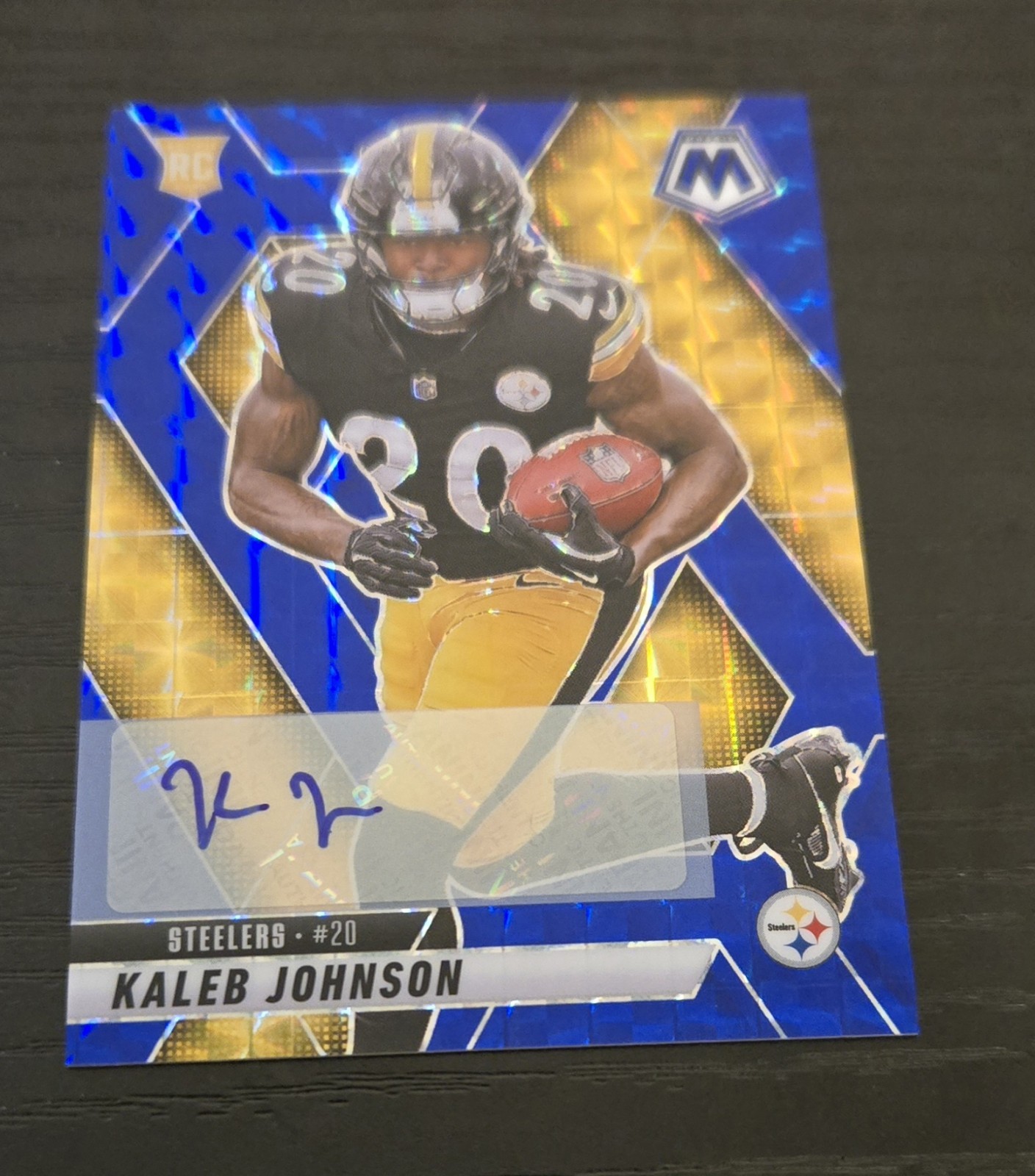 2025 Panini Mosaic Kaleb Johnson Steelers Blue SP Auto Rookie RC SP /99 #315 NFL