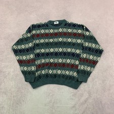Vintage BHS knitted jumper Abstract Patterned Grandad knit sweater Men's L