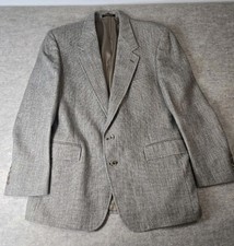 Evan Picone For Foleys Vintage Tweed 2 Button Sport Coat Sz 44 Beige Grey Stripe