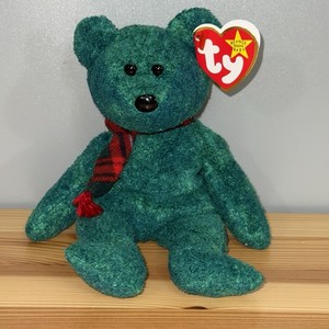 Ty Beanie Baby Wallace the Bear 8" Green Beanbag Plush Tartan Plaid Scarf W/ Tag