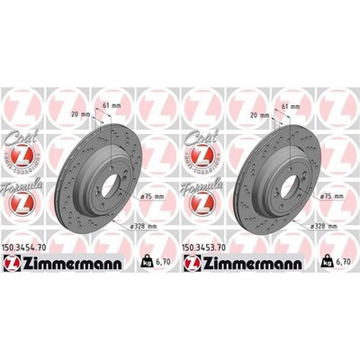 2x ZIMMERMANN FORMULA Z 328mm BREMSSCHEIBEN HINTEN passend für BMW 3 Z4